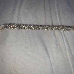 Beige/Goldish satin rhinestones wedding dress sash